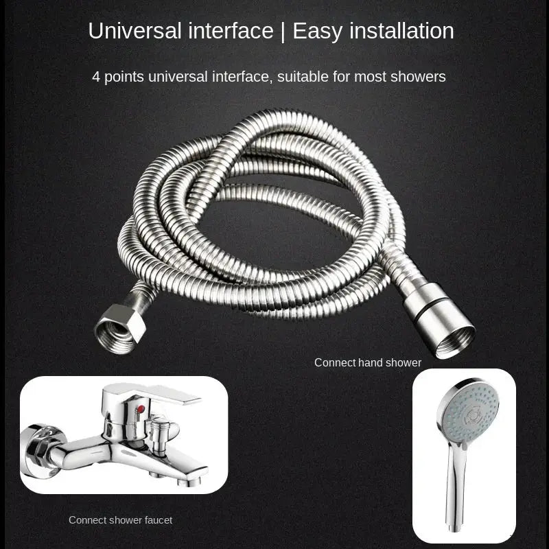 Stainless Steel Flexible Shower Hose 1.5m 2m Black Silver Bath