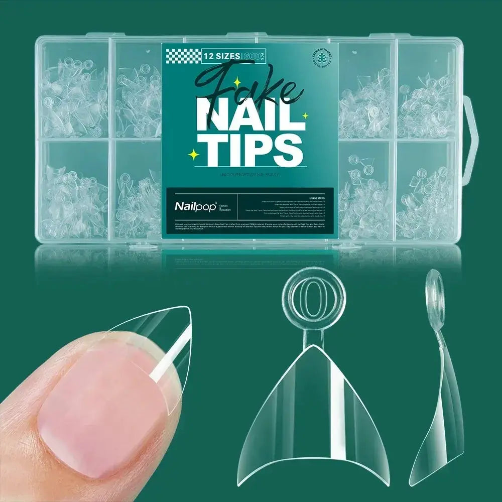 NailPop Soft Gel Nail Tips 600 Pcs Full Cover Coffin Almond Oval Shapes For Salon Quality At Home