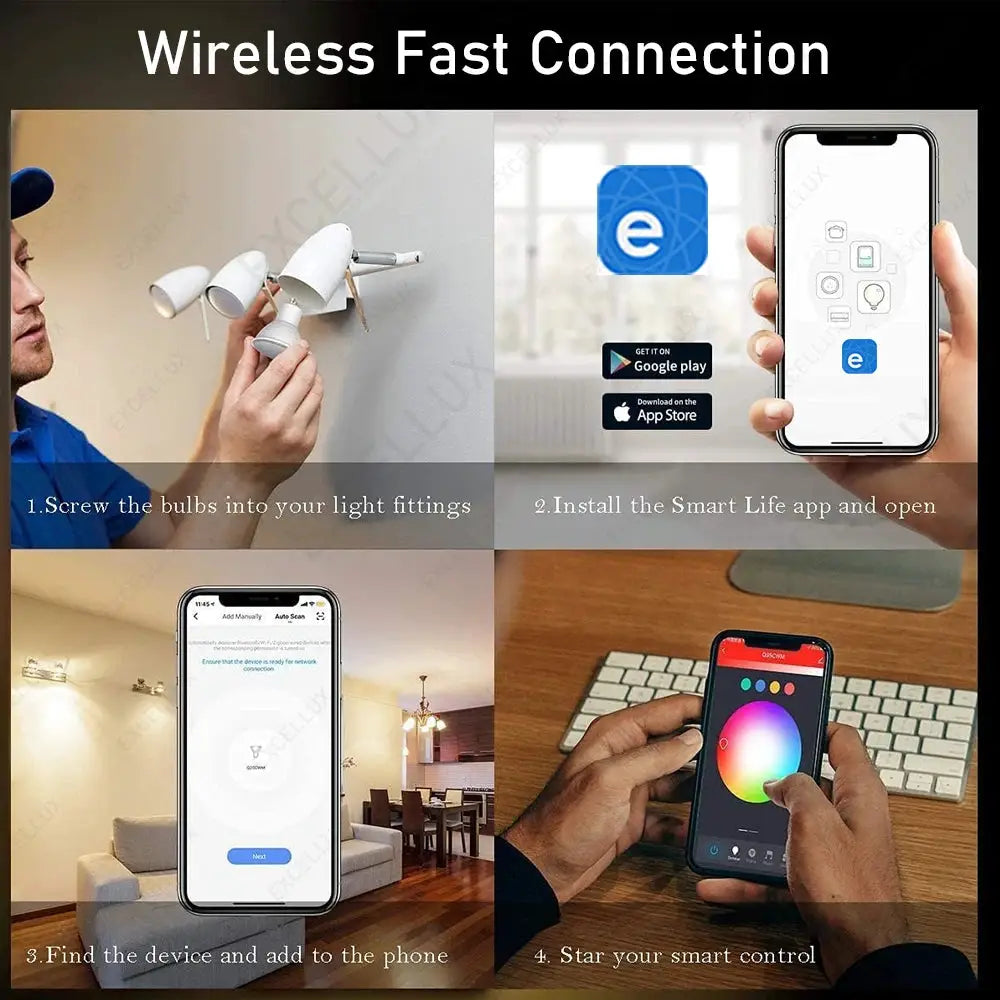 ZigBee GU10 WiFi smart LED bulbs RGBW 5W, dimmable, app-controlled, works with Alexa and Google, Simples Market