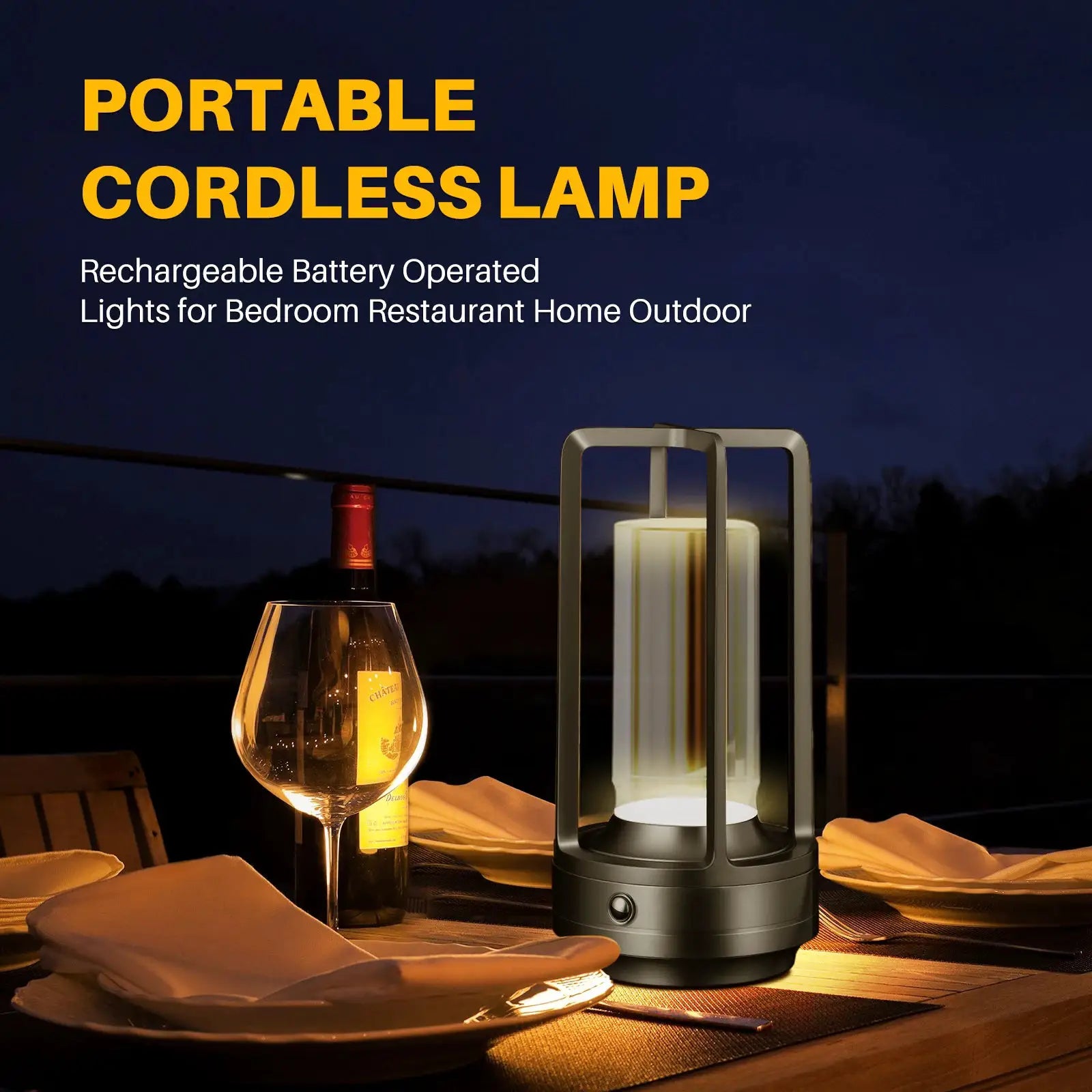 GGbingo cordless LED table lamp with dark gray metal frame