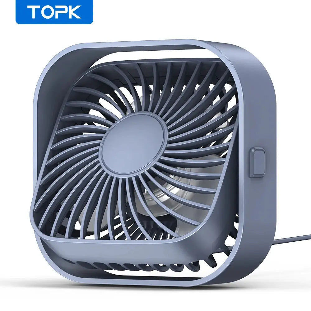 TOPK Mini Portable USB Desk Fan With Strong Airflow And Quiet Operation 3 Speed 360 Degree Rotatable Standing Fan