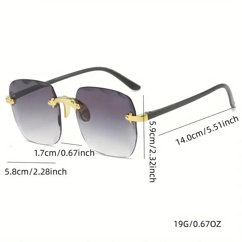 Luxury Brand Designer Square Rimless Sunglasses Three Pack UV400 Protection Red Fashion Sunglasses For Men Women