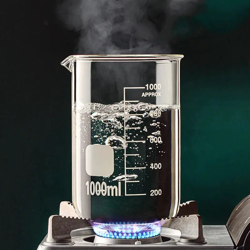 High Borosilicate Glass Measuring Cup Beaker 50ml to 1000ml with Clear Etched Scale for Kitchen and Laboratory Baking