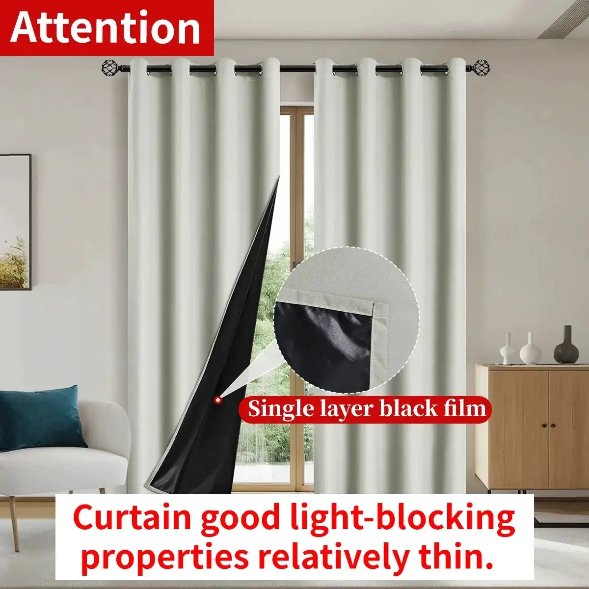 One Panel Solid Blackout Curtains With Grommets Privacy Drapes For Bedroom Living Room Home Decor Lightweight Curtains