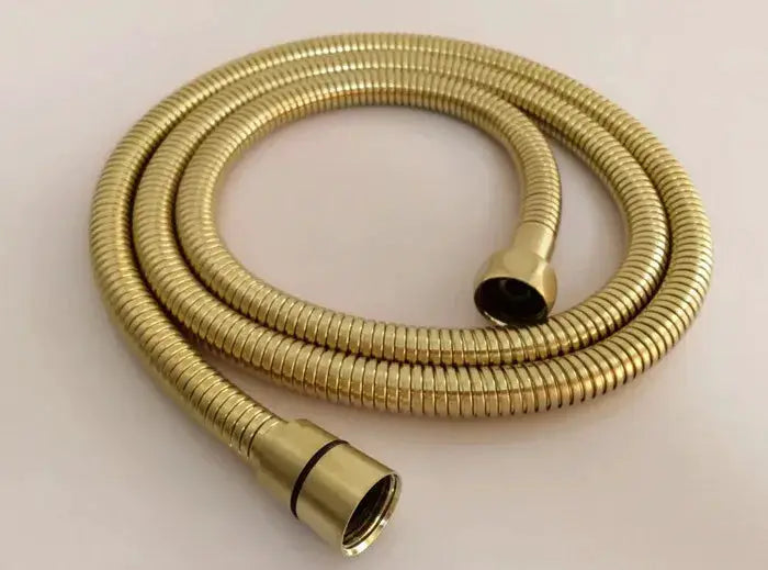 Brass handheld bidet shower hose with brushed gold finish and dual brass fittings