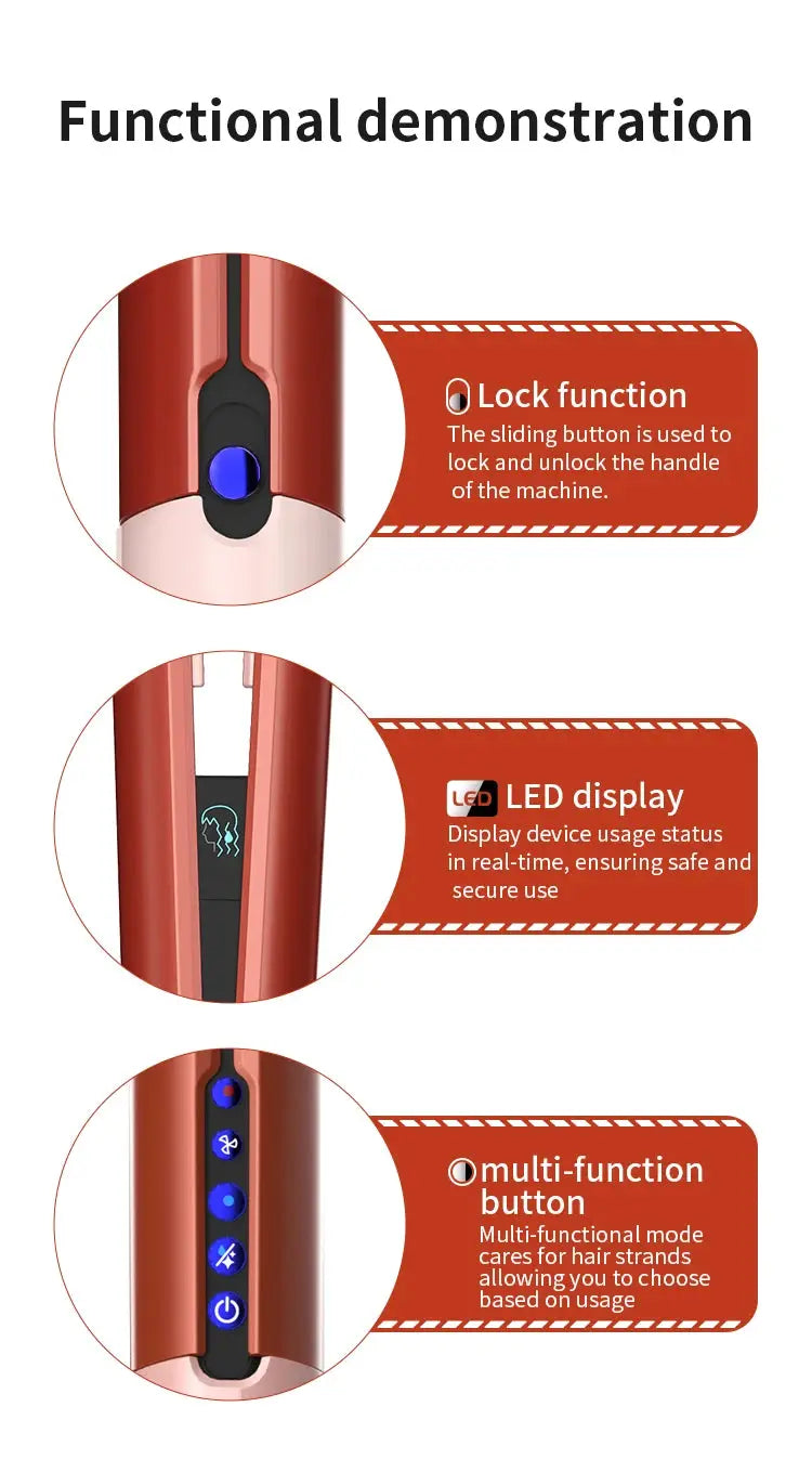 Simples Market HT01 red hair straightener with LED display and multi-function buttons