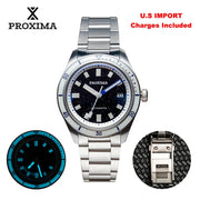 Proxima PX1721 men's automatic watch with aventurine dial, 39mm stainless steel case and bracelet