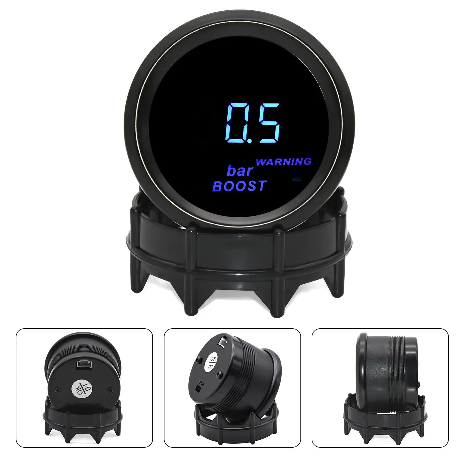 Universal 2-inch 52mm digital gauge with blue LED display for automotive use by Simples Market