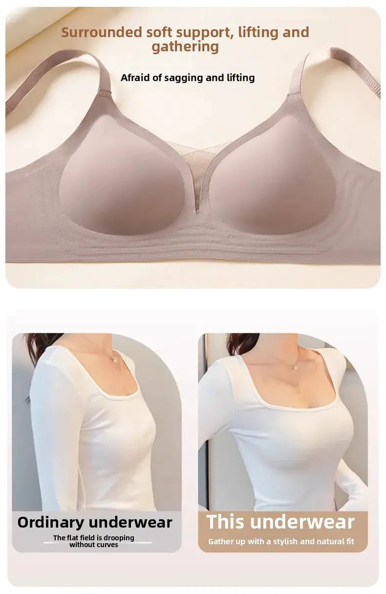 Bra, S-XL Plus Size Seamless Beauty Back, rear-hook, wireless push-up, nude color