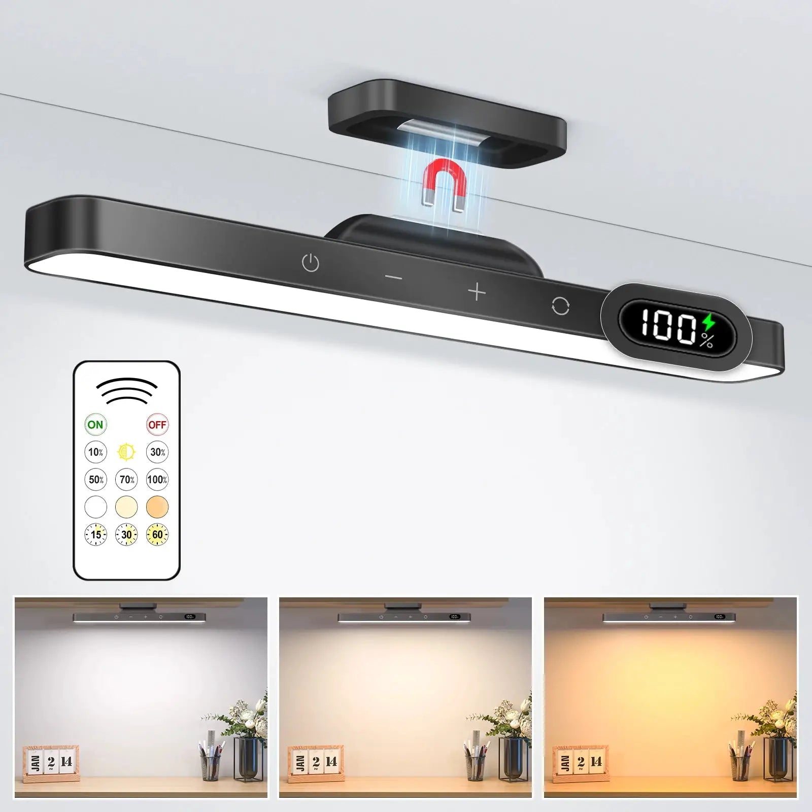 WILLED 5W dimmable under-cabinet night-light bar in black with remote control by Simples Market