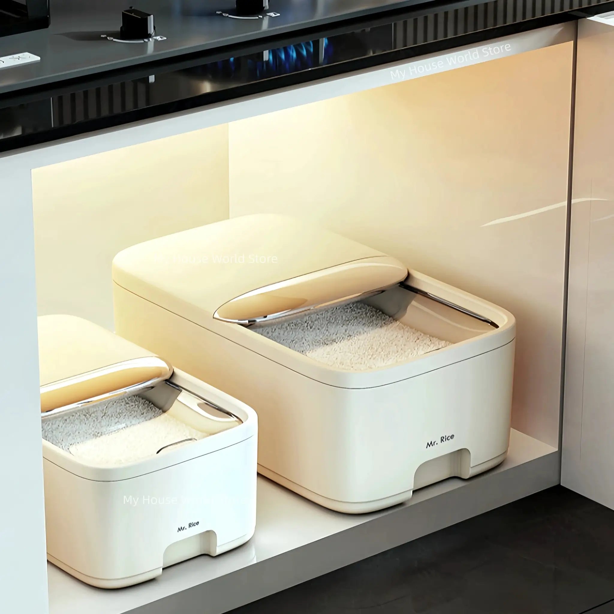 10kg Rice Storage Box With Lid Insect Proof Moisture Proof Sealed Jar Kitchen Container For Dry Grain