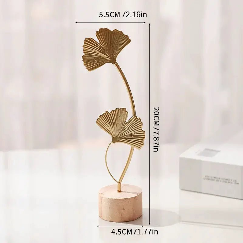 Nordic Style Iron Ginkgo Leaf Ornament 1 Piece Luxury Metal Home Decor for Living Room Foyer and Wine Cabinet - Simples Market