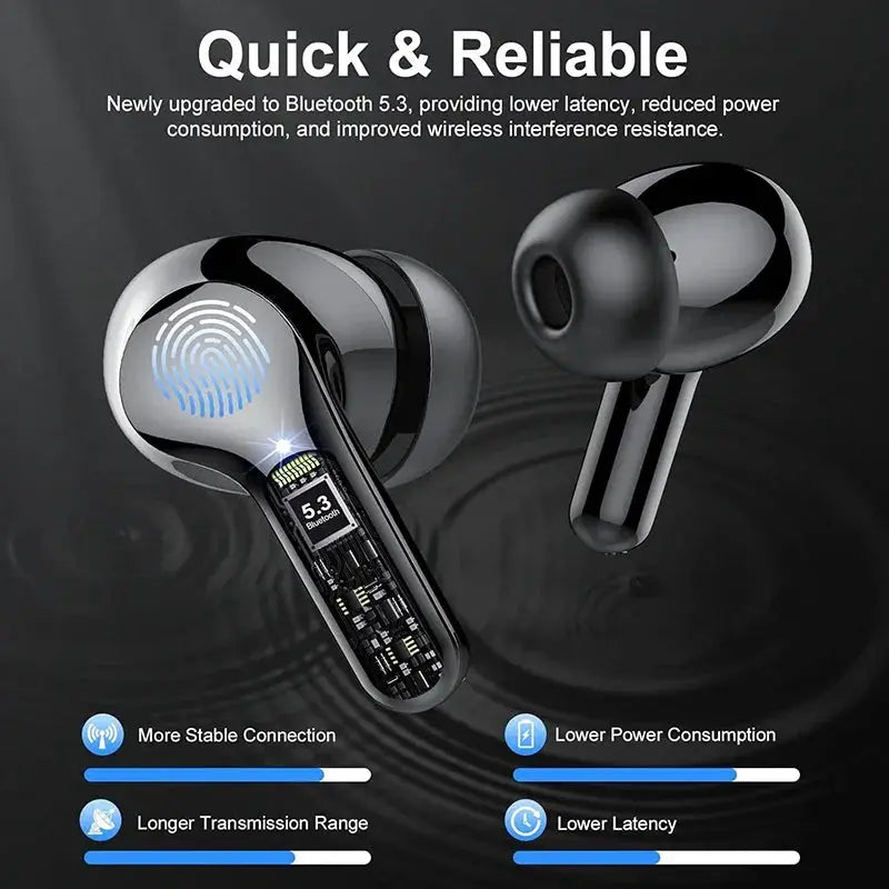 Wireless Earbuds (2) by Simples Market BT5.3 with ENC mic, LED display, IP7 waterproof