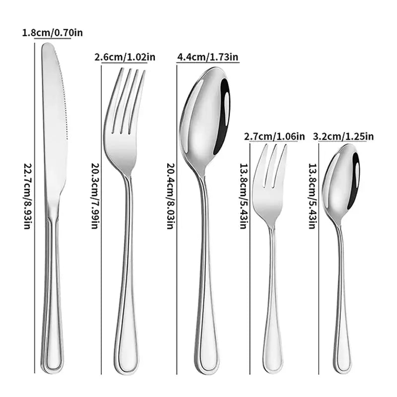 Stainless Steel Cutlery Set 6 Or 30 Pieces Steak Knife Fork Dessert Spoon High End For Restaurants And Hotels