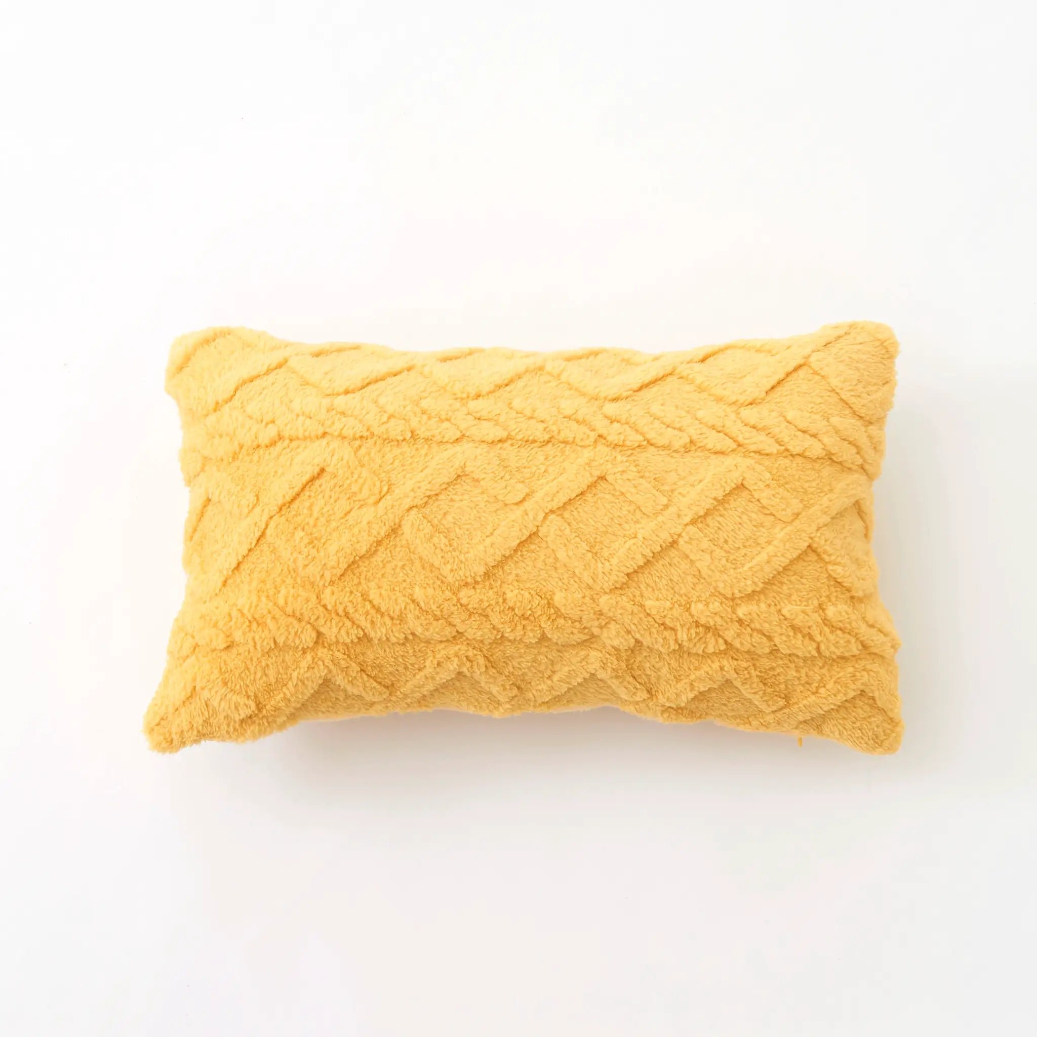Pillow cover: plush lumbar cushion, 30x50 cm, mustard yellow, Boho home decor