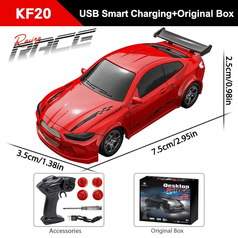 KF20 One Sixty Fourth Scale High Speed Drift RC Car 4WD With 2 Ghz Remote Control For Desktop Racing GTR Model Toy Gift