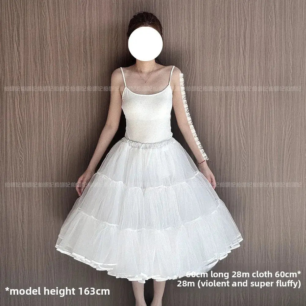Simples Market white Lolita petticoat with layered tulle underskirt, 35cm