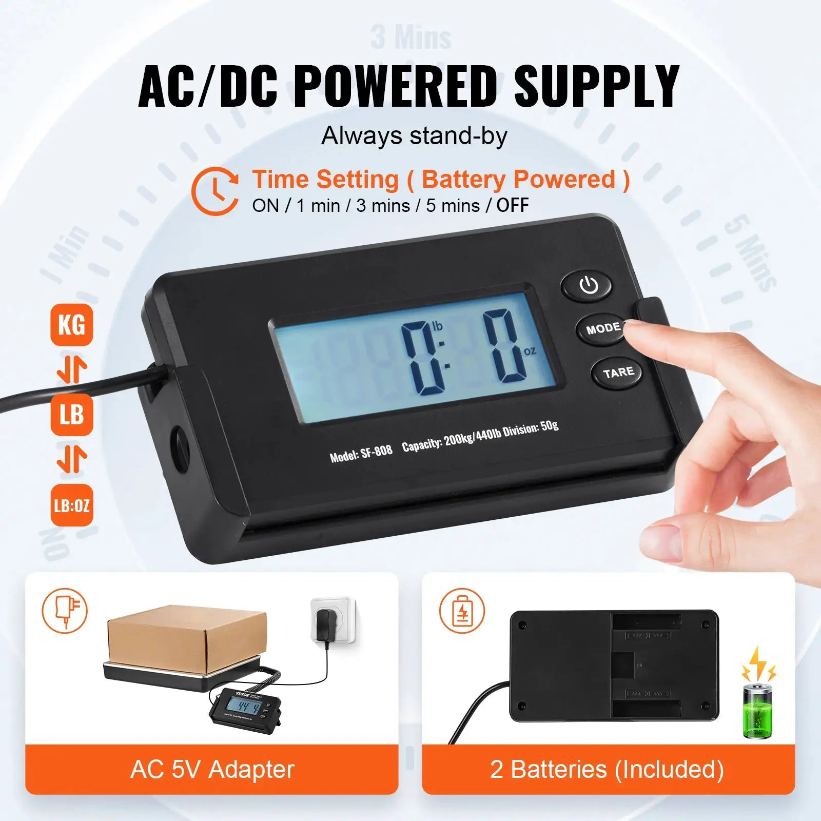SucceBuy 440lb digital shipping scale with tare and HD blue LCD display by Simples Market