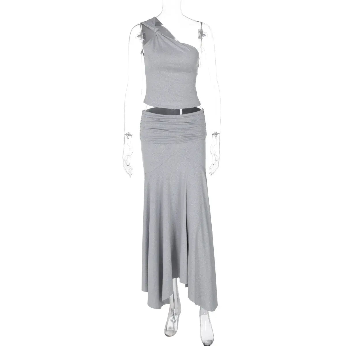 Tossy Pleated Two Piece Off Shoulder Cropped Top And Long Skirt Set