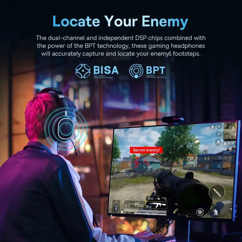 Baseus GH02 gaming wireless headset with mic, RGB-lit black over-ear design