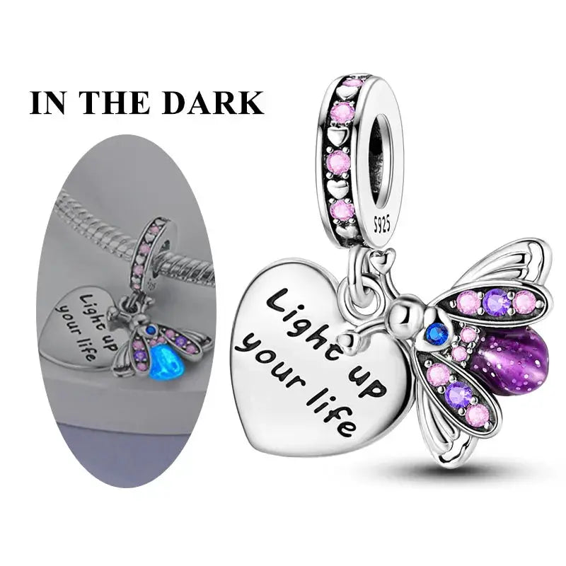Pink Charms 925 Sterling Silver Heart Bow Perfume Bottle Charms Beads Pendants Fit Bracelet DIY Jewelry Making Women