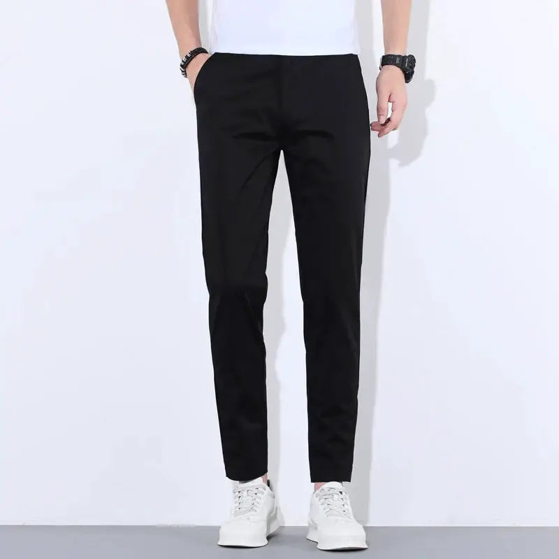 HIQOR Man Pants by Simples Market, black cotton casual long trousers, breathable summer wear