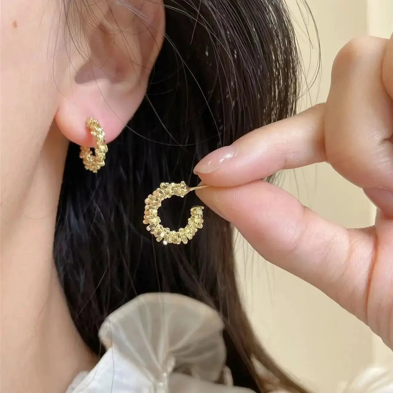 LATS New Fashion Trend Unique Design Elegant Irregular C Shape Earrings For Women Party Jewelry Premium Gift Wholesale