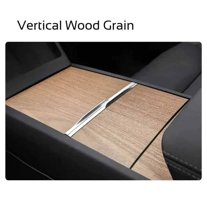 Two-piece wood-grain center console cover protector for Tesla Model 3 (2024–2026), Simples Market