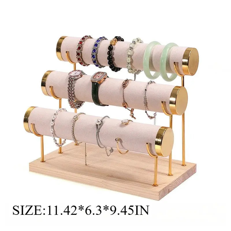 One Third Layer Wooden Jewelry Rack Bracelet Watch Holder For Women And Men Gift Packaging Display