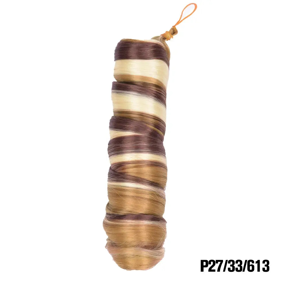 Simples Market French Curls braiding hair 24in synthetic spiral curls extensions, multi-tone brown blonde, pre-stretched