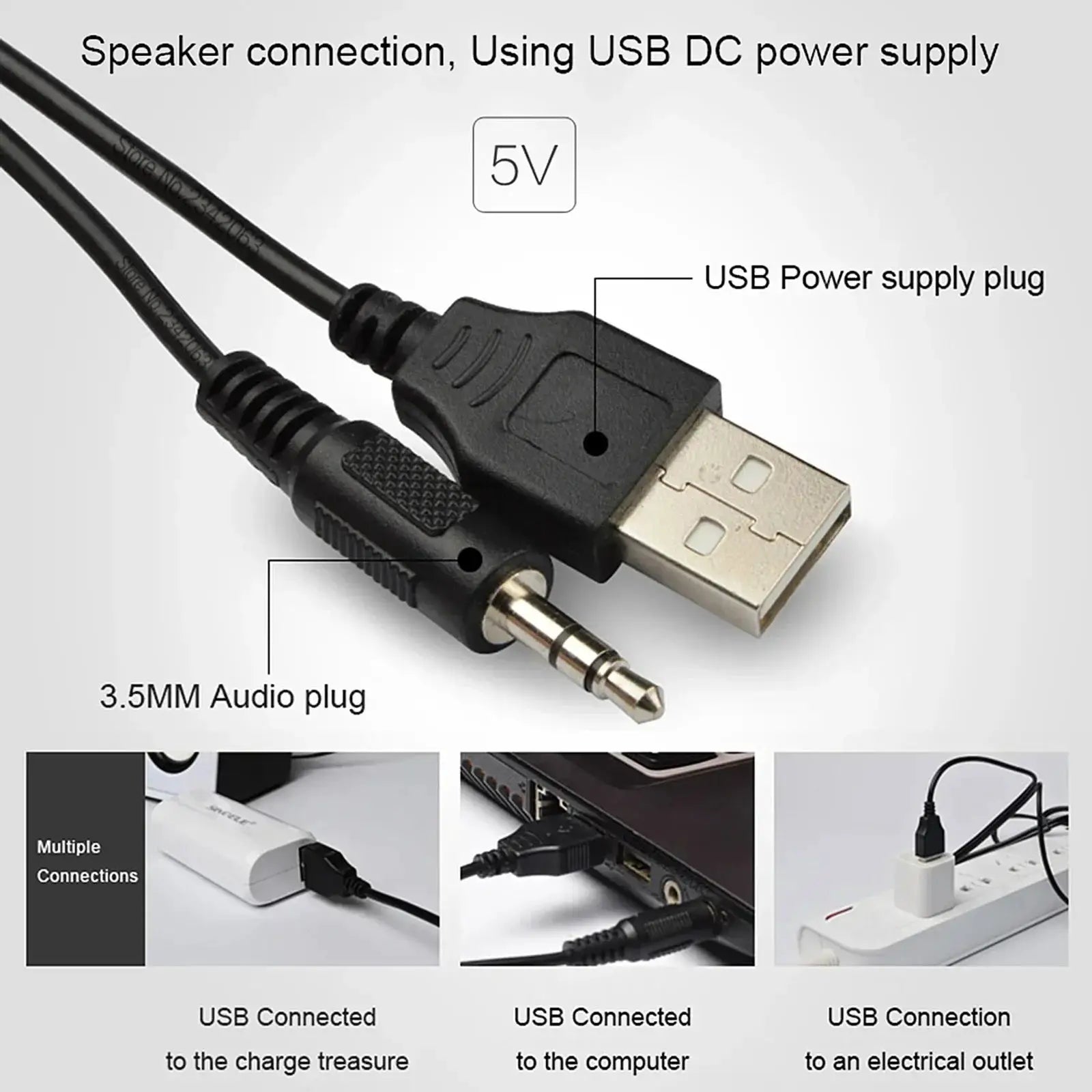 XIKCU universal full-range 3D PC speaker sound bar with USB power plug and 3.5mm audio jack, Simples Market