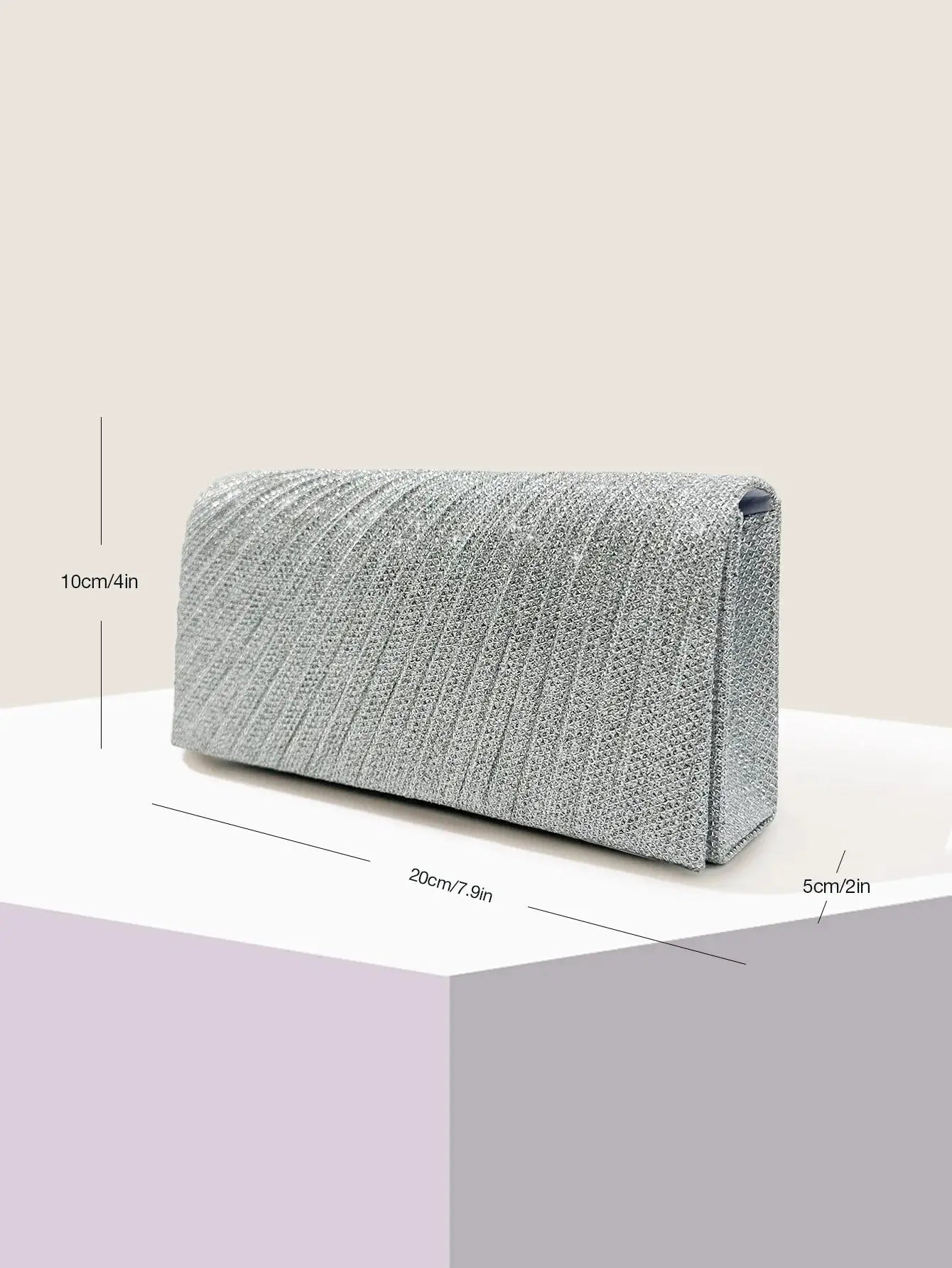 Envelope evening bag silver glitter by Simples Market with chain shoulder strap