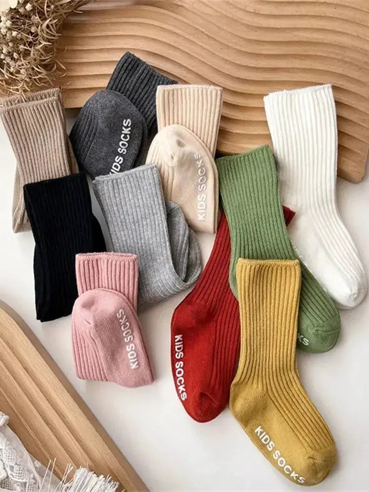 Three Pairs Baby Socks For Boys And Girls Cotton Stripe Soft Socks With Non Slip Rubber Grips For 0 To 3 Years