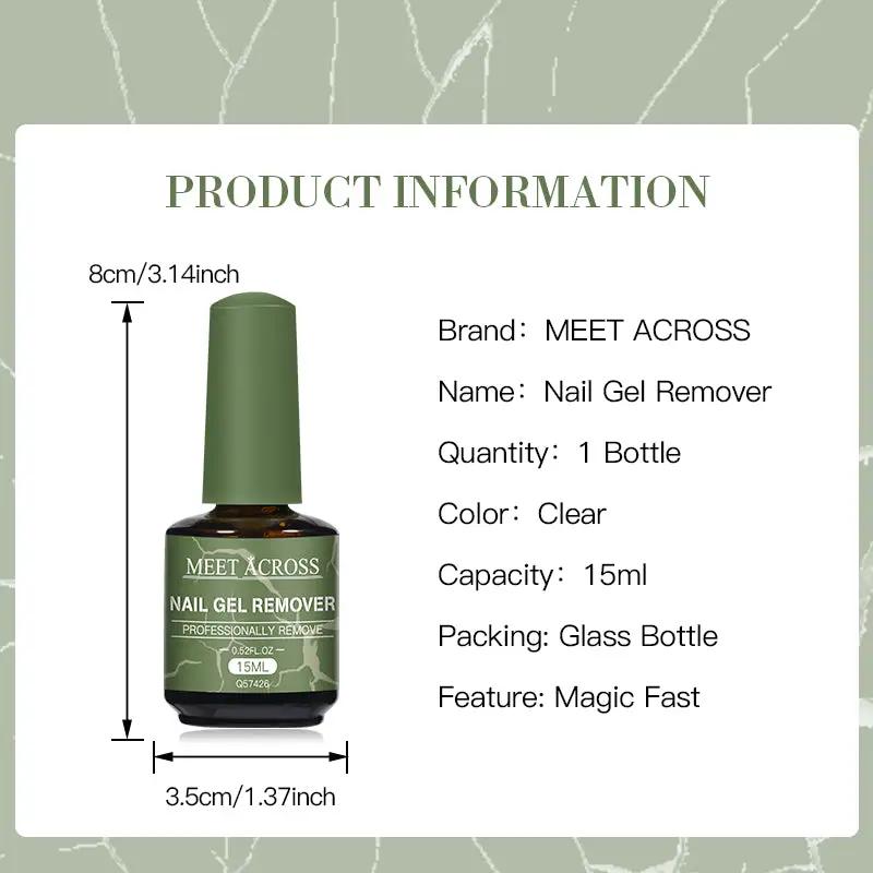 MEET ACROSS Nail Gel Remover bottle, 15ml clear, glass bottle
