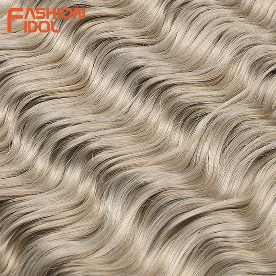 Anna 24in synthetic water-wave crochet hair extensions by Fashion Idol in ombre blonde