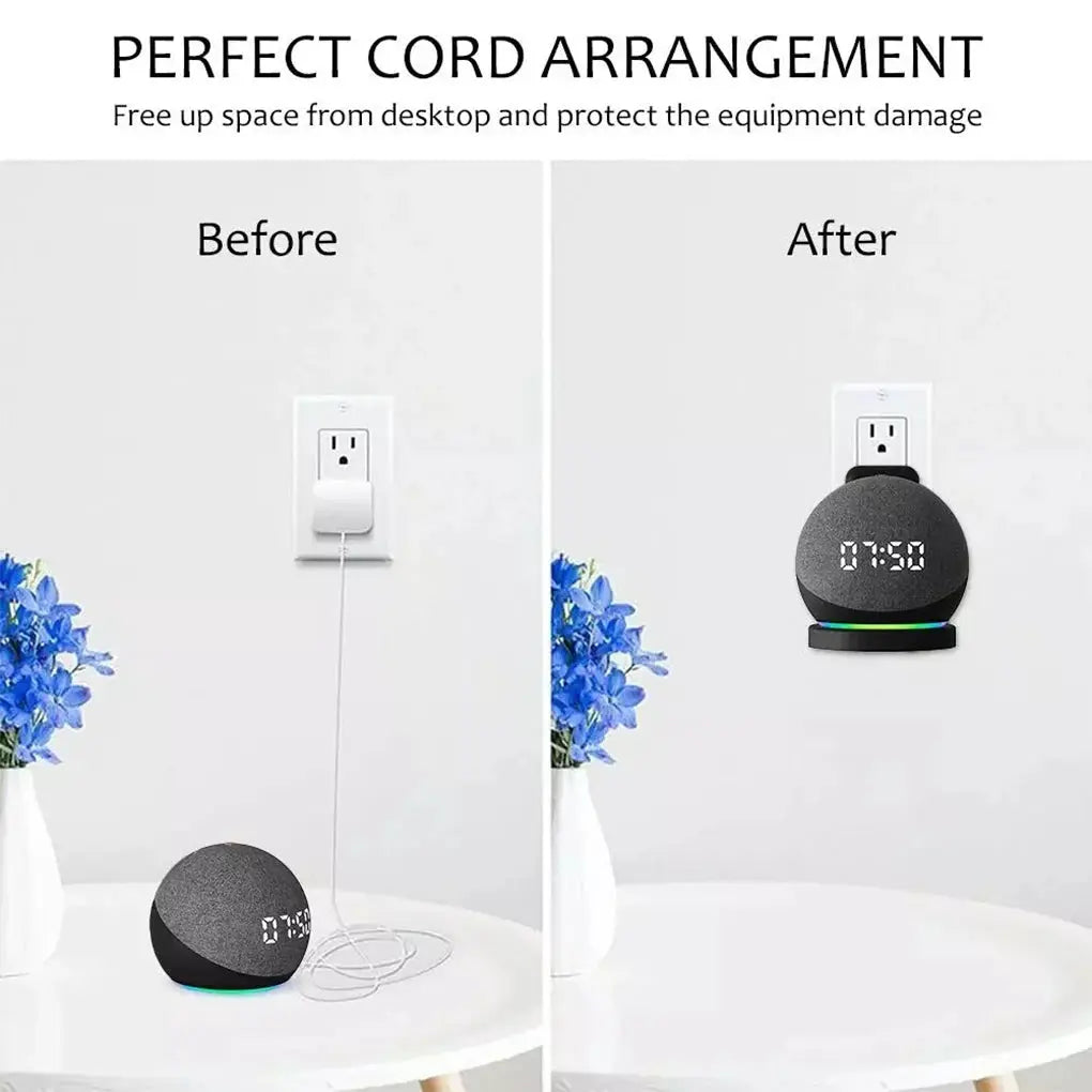 Echo Dot wall mount bracket by Simples Market with cord management for 3rd–5th gen Alexa devices