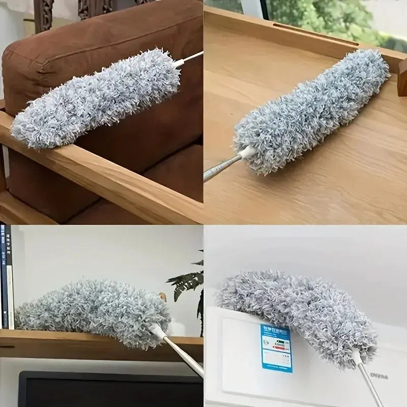2.8M extendable curved chicken feather duster by Simples Market, grey electrostatic dust collector
