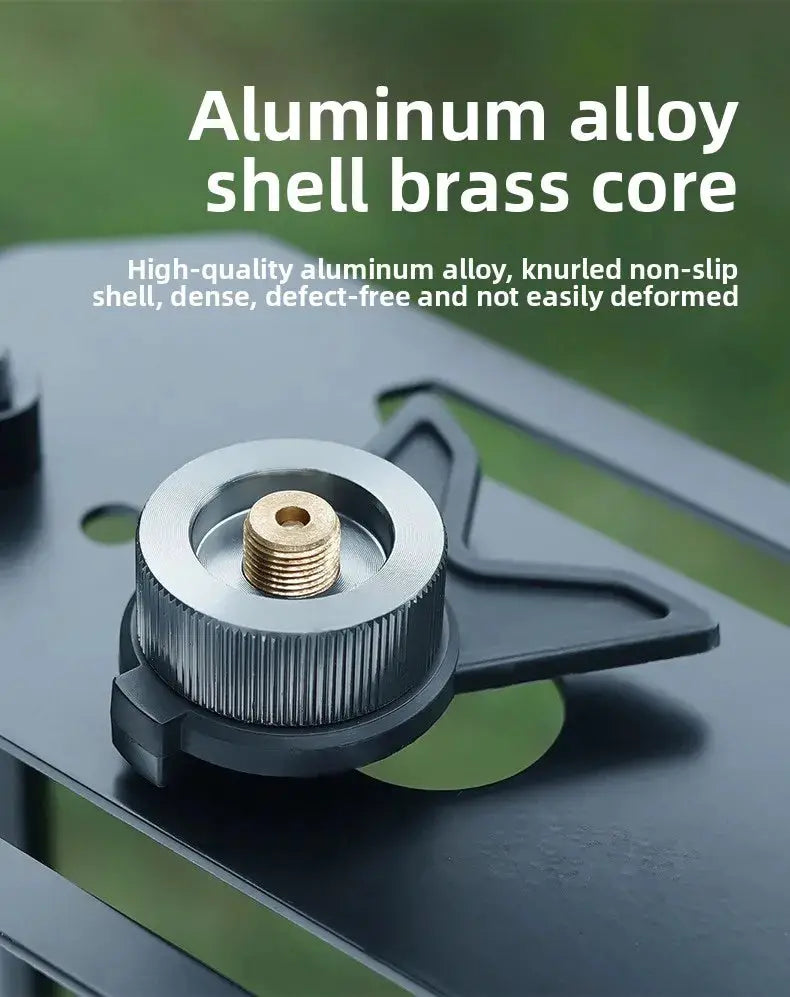 Butane adapter with bracket for camping stoves; aluminum alloy shell with brass core, Simples Market