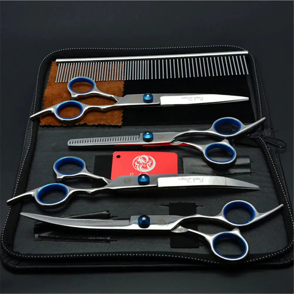 Purple Dragon Dog Grooming Scissors 6 Inch And 7 Inch Professional Stainless Steel Thinning Curved Shears