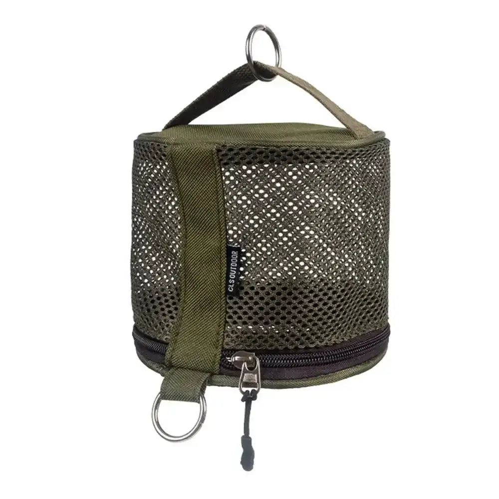 Outdoor camping tissue case by Simples Market, green mesh hanging tissue holder with hook