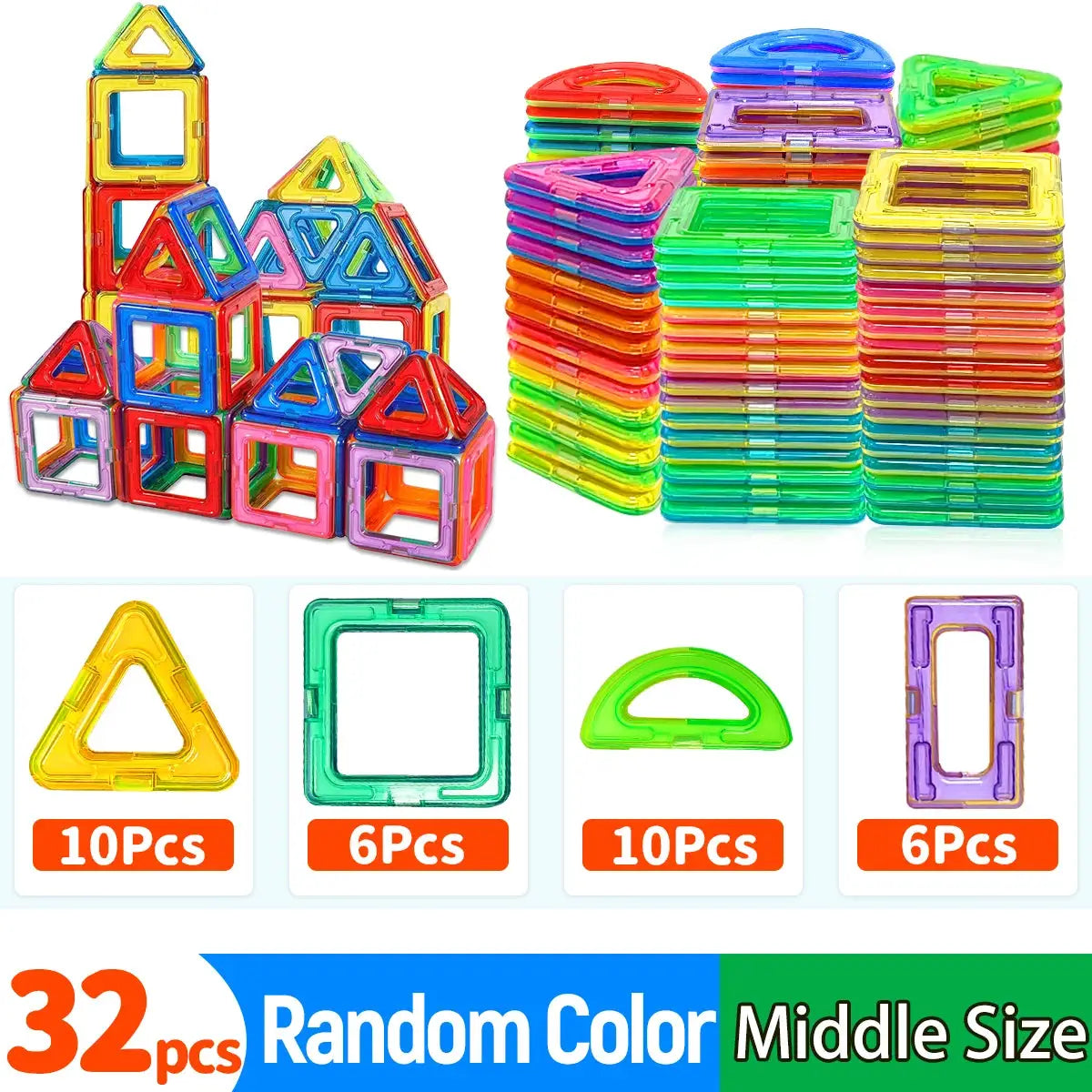 Magnetic Building Blocks Medium Size DIY Magnet Toys For STEM Learning Construction Educational Sets For Kids