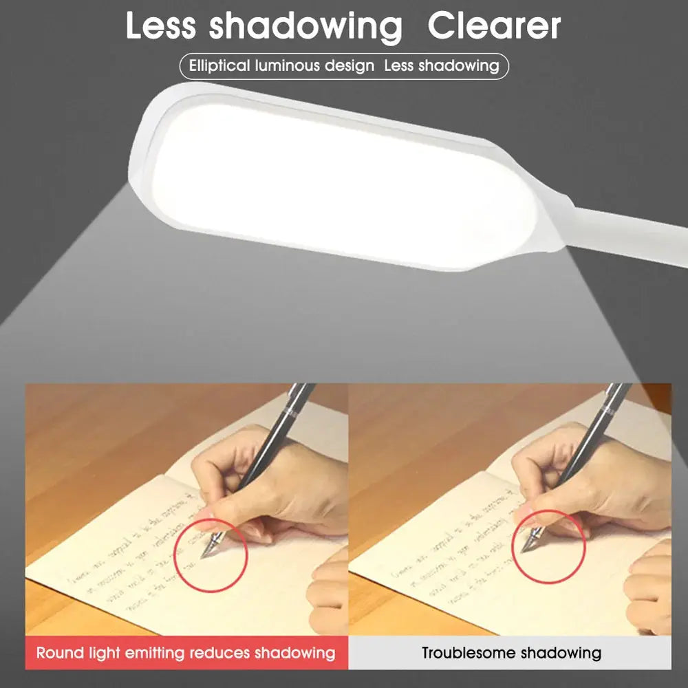 LED book light, white clip-on with USB rechargeable, 3 brightness levels (warm/cool/daylight)