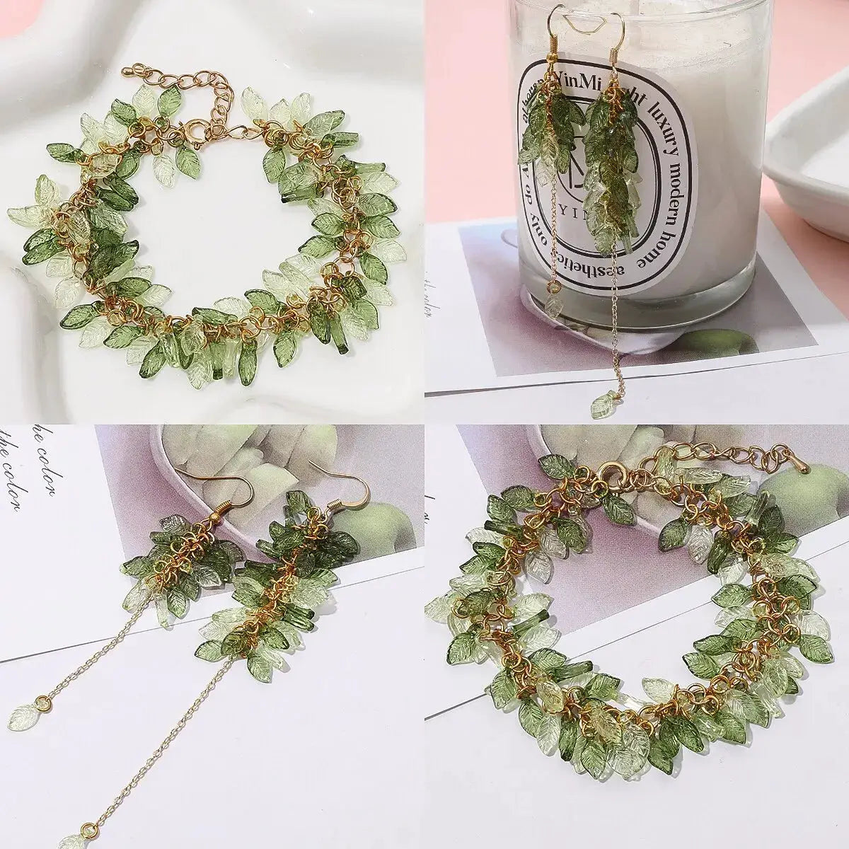 100 Pieces Acrylic Mini Tree Leaf Beads for DIY Jewelry Making Necklace and Earrings