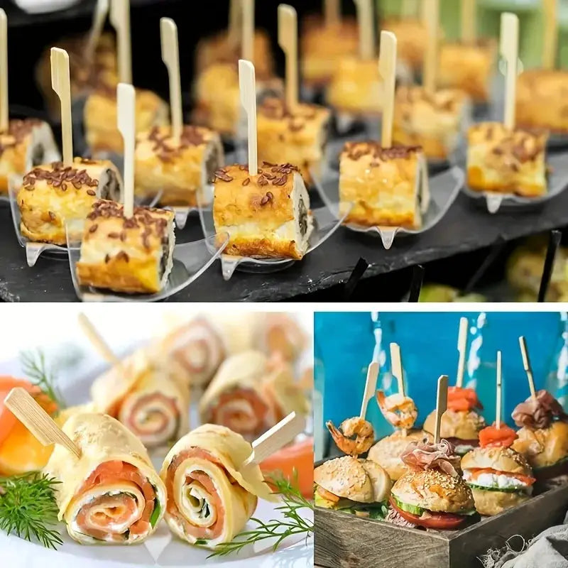 100 Pcs Natural Bamboo Skewers Disposable BBQ Sticks For Kabob Fruit Cocktail Camping Party Grilling Tools