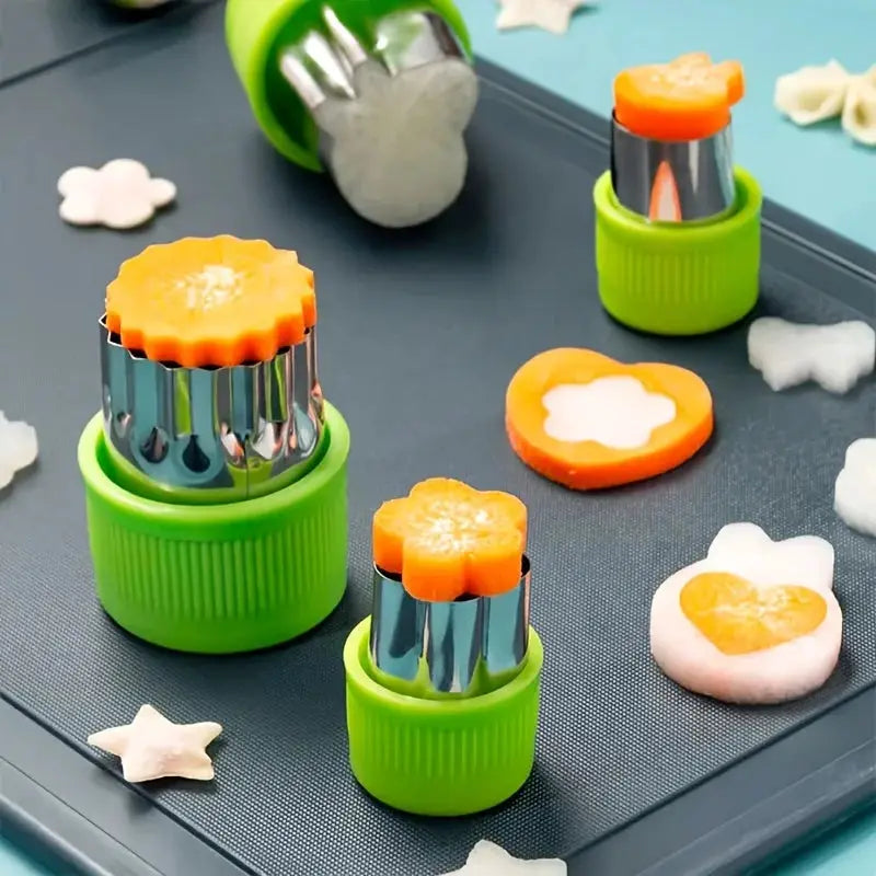 9 Piece Stainless Steel Cookie And Vegetable Cutting Set With Mini Embossing Molds For Kids Baking