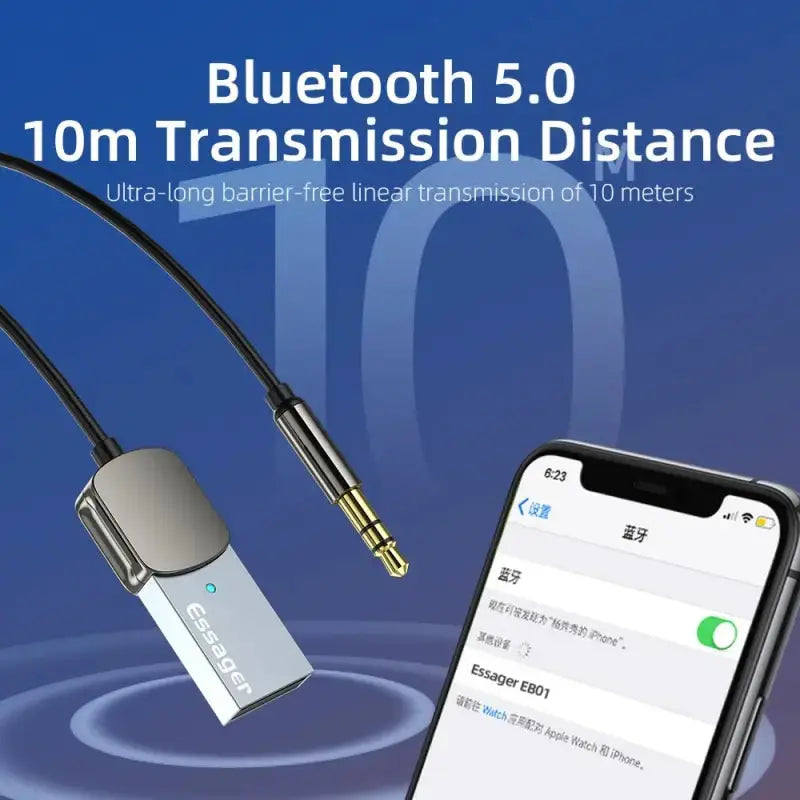Essager Bluetooth Audio Receiver Dongle USB to 3.5mm Car Aux With Bluetooth 5.0 Handsfree Car Kit Wireless for Car Stereo