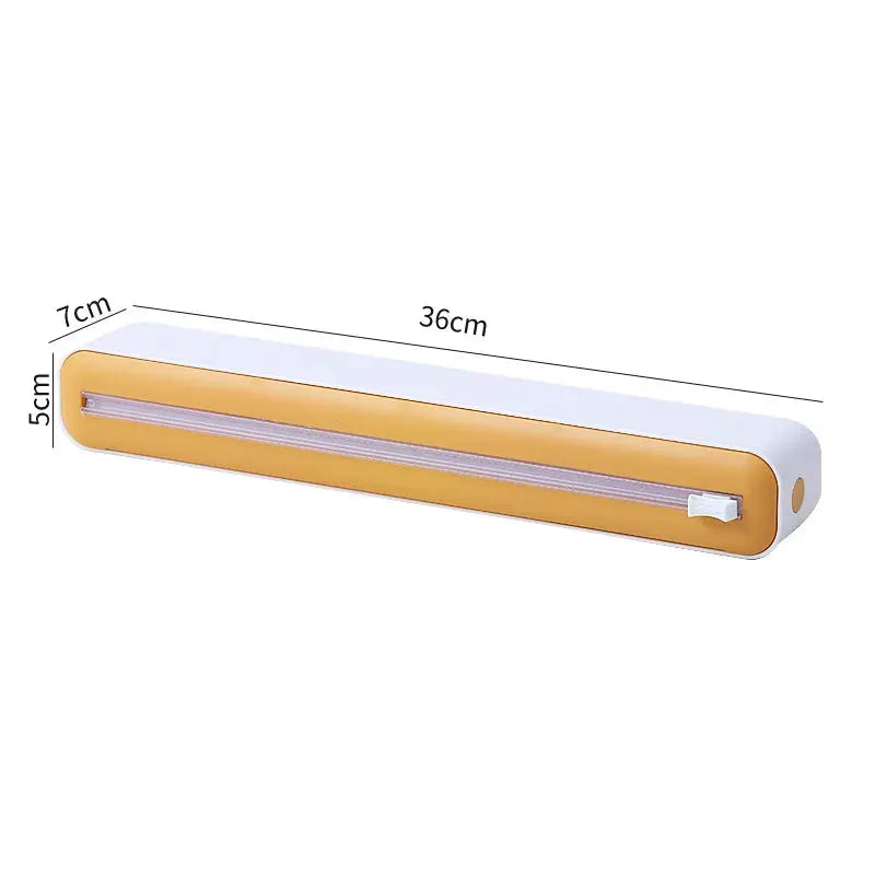 Kitchen Cling Film Cutter With Suction Base Mount For Easy Plastic Wrap Dispensing On Refrigerator