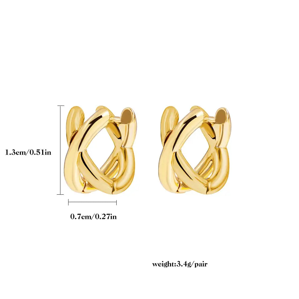 Crisscross Gold Silver Tiny Huggie Hoop Earrings For Women Mini Geometric Cartilage Piercing Punk Jewelry