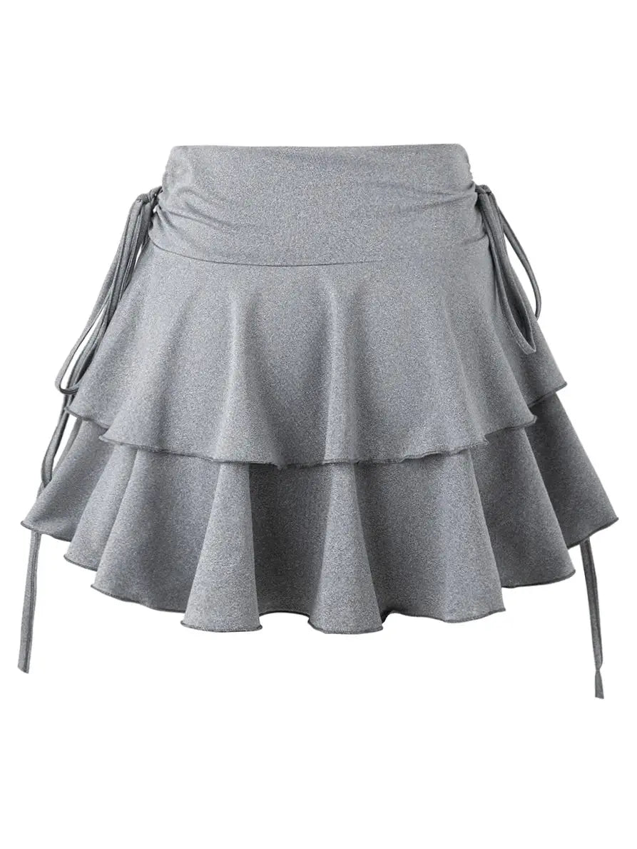 AuroraWear High Waist Solid Color Slim Fit Mini Skirt With Elastic Waistband For Summer Outdoor Versatility