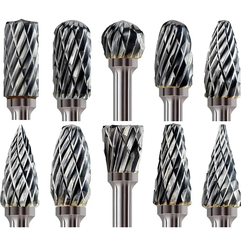 10 Pieces Double Diamond Cut Rotary Carving Burr Bits For Wood Metal Engraving And Shaping For Electric Rotary Tool